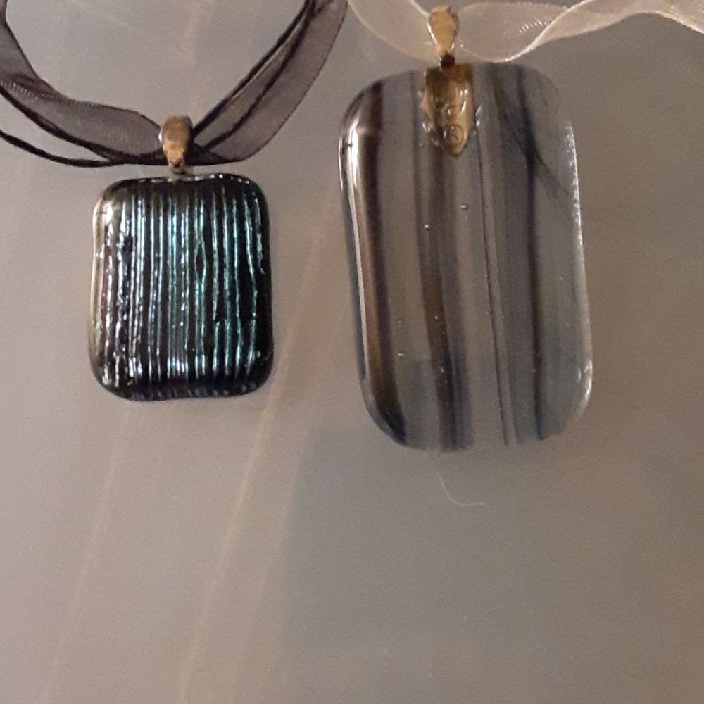 2 fused glass necklaces